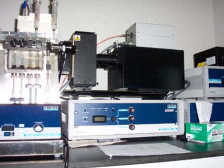 Hi-Tech Stopped flow showing the sample handling unit, monochromator, photomultiplier power supply and diode array detector