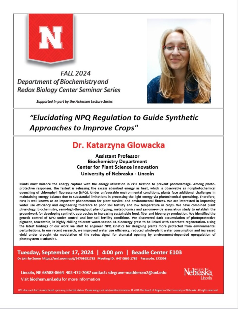 Dr. Katarzyna Glowacka Seminar